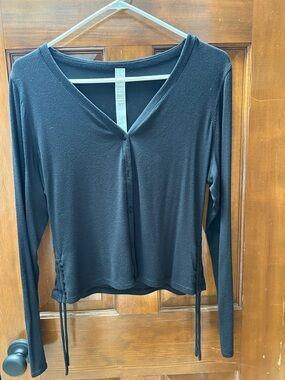 lululemon athletica Black V-Neck light weight Cardigan with Side Ties